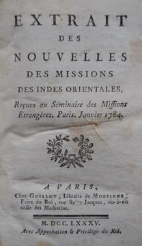 Extrait des nouvelles des missions des Indes Orientales, revues au Séminaire des Missions Étrangères. . undefined