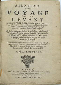 Relation d'un voyage fait au Levant.
. THÉVENOT (Jean).