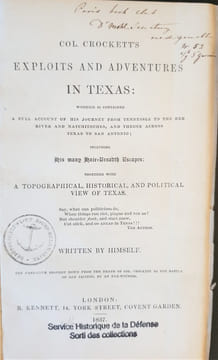 COLONEL CROCKETT'S EXPLOITS AND ADVENTURES IN TEXAS. DAVY CROCKETT