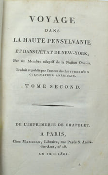 Voyage dans la Haute Pensylvanie et dans l'État de New York, par un membre adoptif de la Nation Onéida.
. CRÈVECŒUR (Hector Saint-John de)
