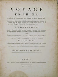 Voyage en Chine, formant le complément du voyage de Lord Macartney; contenant des Observations et des Descriptions faites pendant le séjour de l'Auteur dans le Palais Impérial de Yuen-Min-Yuen, et en traversant l'Empire Chinois, de Peking à Canton. Suivi de la Relation de l'Ambassade envoyée, en 1719, à Peking, par Pierre Premier, Empereur de Russie. Traduits de l'anglais, avec des notes, par J. Castéra.
