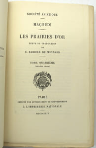 Les Prairies d'or (Murug al-dahab), Collections d'ouvrages orientaux publiés par la Société Asiatique
