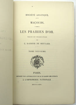 Les Prairies d'or (Murug al-dahab), Collections d'ouvrages orientaux publiés par la Société Asiatique
. MAÇOUDI [Abu'l-Hasan Ibn al-Husain Ibn-'Ali ...