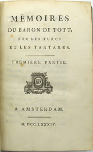 Mémoires du Baron de Tott, sur les turcs et les tartares,

