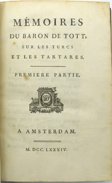 Mémoires du Baron de Tott, sur les turcs et les tartares,
. TOTT, Baron François De