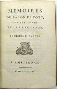 Mémoires du Baron de Tott, sur les turcs et les tartares,

