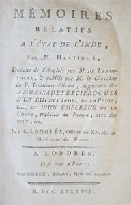 MEMOIRES RELATIFS A L'ETAT DE L'INDE