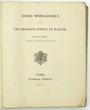 Notice minéralogique sur les provinces d'Oran et d'Alger.
. VILLE (Ludovic). 
