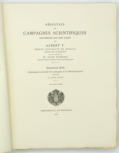 Résultats des campagnes scientifiques accomplies sur son yacht par Albert Ier Prince Souverain de Monaco publiés sous sa direction avec le concours de M. Jules Richard Docteur ès-sciences, chargé des travaux zoologiques à bord. XVII. Céphalopodes provenant des campagnes de la Princesse-Alice (1891-1897).
