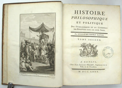 Histoire philosophique et politique des établissements et du commerce des Européens dans les deux Indes & Atlas de toutes les parties connues du globe terrestre, dressé pour l'histoire Philosophique et Politique des Établissements et du Commerce des Européens dans les deux Indes.
