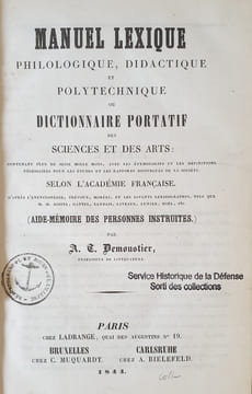 MANUEL LEXIQUE PHILOLOGIQUE DIDACTIQUE ET POLYTECHIQUE. DEMOUSTIER