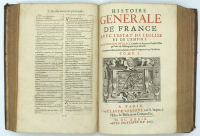 Histoire Générale de France : Mémoires des Gaules depuis le déluge jusques à l’établissement de la monarchie françoise (…), Histoire générale de France avec l’Estat de l’Eglise et de l’Empire. Histoire générale de France. Histoire de Henry III. Suivi de Histoire de Henry Le Grand. Suivi de l’Histoire de Louis le Juste. 
