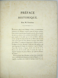 Description de l'Egypte. Ou Recueil des observations et des recherches qui ont été faites en Egypte pendant l’expédition de l’armée française. PRÉFACE & EXPLICATION des Planches des volumes ANTIQUITÉS seul.