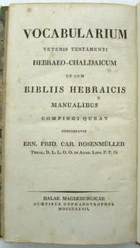 Vocabularium veteris testamenti hebraeo-chaldaicum ut cum bibliis hebraicis manualibus, suivi de Analysis et Explicatio Lectionum Masorethicarum ...