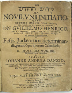 Seu Novilunii initiatio quam... ad mentem talmudistarum pro festis Judaeorum determinandis, R. Mose Maimanide