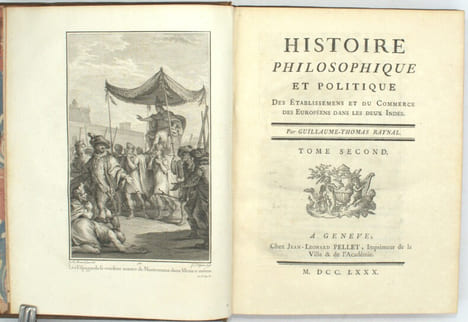 Histoire philosophique et politique des établissements et du commerce des Européens dans les deux Indes.
. RAYNAL (Guillaume-Thomas).