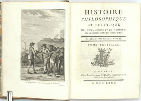 Histoire philosophique et politique des établissements et du commerce des Européens dans les deux Indes.
. RAYNAL (Guillaume-Thomas).