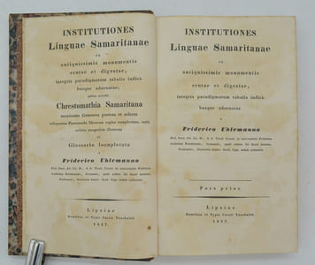 Institutiones linguae Samaritanae. Ex antiquissimis monumentis erutae et digestae, integris paradigmatum tabulis indicibusque adornatae ; quibus accedit Chrestomathia Samaritana maximam Geneseos partem et selecta reliquorum Pentateuchi librorum capita complectens, notis criticis exegeticis illustrata et Glossario locupletata