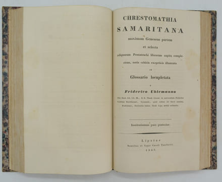 Institutiones linguae Samaritanae. Ex antiquissimis monumentis erutae et digestae, integris paradigmatum tabulis indicibusque adornatae ; quibus ...