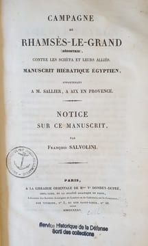 CAMPAGNE DE RHAMSES-LE-GRAND. SALVOLINI FRANCOIS