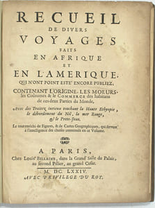 Recueil de divers voyages faits en Afrique et en l'Amérique qui n'ont point esté encore publiez, contenant l'origine, les mœurs, les coutumes & le commerce des habitans de ces deux parties du monde.