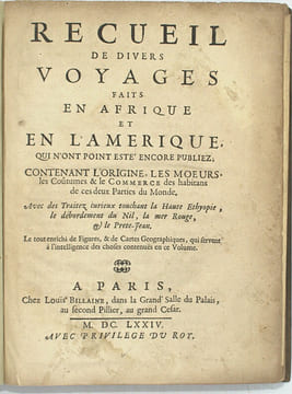 Recueil de divers voyages faits en Afrique et en l'Amérique qui n'ont point esté encore publiez, contenant l'origine, les mœurs, les coutumes & le ...