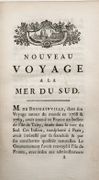 Nouveau voyage à la mer du sud commencé sous les ordres de M. MARION, chevalier de l’Ordre Royal & militaire de S. Louis, capitaine de brûlot ; & achevé, après la mort de cet Officier, sous ceux de M. le Chevalier Duclesmeur, garde de la Marine. Cette relation a été rédigée d’après les Plans & Journaux de M. CROZET. On a joint à ce voyage un Extrait de celui de M. De Surville dans les mêmes Parages.

 par MARION DU FRESNE, CROZET (Julien) , ROCHON (Abbé Alexis-Marie de, rédacteur).


 - Image 3