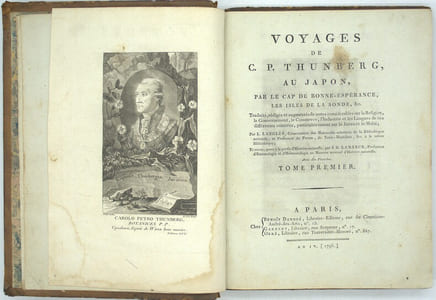 Voyages au Japon, par le Cap de Bonne-Espérance, les Isles de la Sonde, &c. Traduits, rédigés et augmentés (...) par L. Langles (...) et revu par J. B. Lamarck. Tome 1 seul.