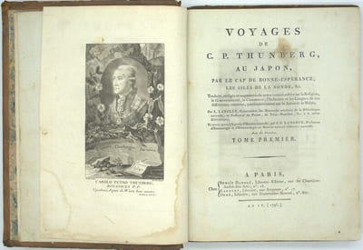 Voyages au Japon, par le Cap de Bonne-Espérance, les Isles de la Sonde, &c. Traduits, rédigés et augmentés (...) par L. Langles (...) et revu par J. B. Lamarck. Tome 1 seul.
