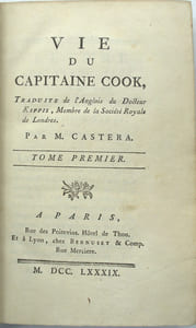 Vie du Capitaine Cook, traduite […] par M. Castera. 

