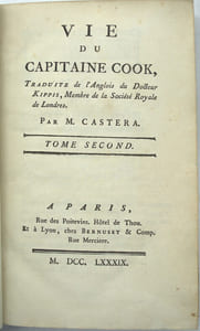 Vie du Capitaine Cook, traduite […] par M. Castera. 
