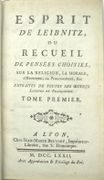Esprit de Leibniz, ou recueil de pensées choisies….
 par LEIBNIZ (Gottfried Wilhelm), EMERY (Jacques André, Éditeur)
 - Image 2