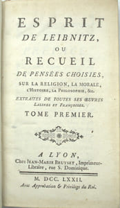 Esprit de Leibniz, ou recueil de pensées choisies….
