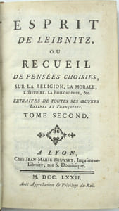 Esprit de Leibniz, ou recueil de pensées choisies….

