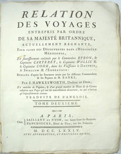 Troisième Voyage de Cook, ou voyage à l’Océan Pacifique, ordonné par le Roi d’Angleterre, pour faire des Découvertes dans l’Hémisphère Nord, … Exécuté sous la direction des capitaines Cook, Clerke & Gore, sur les vaisseaux la « Résolution » & la « Découverte », en 1776, 1777, 1778, 1779 & 1780 ». TOME 4 Seul.


