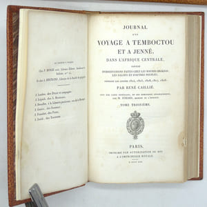 Journal d’un voyage à Tembouctou et à Jenné dans l’Afrique centrale, précédé d’observations faites chez les maures Brakna, les Nalous et d’autres peuples pendant les années 1824, 1825, 1826, 1827, 1828 Avec une carte itinéraire, et des remarques géographiques, par M Jomard, membre de l’institut

