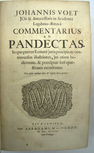 Commentarius ad Pandectas, in quo praeter Romani juris principia ac controversias illustriores, jus etiam hodiernum et praecipuae fori quaestiones excutiuntur. 
