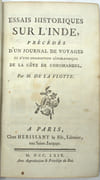 Essais historiques sur l'Inde, précédés d'un journal de voyages et d'une description géographique de la côte de Coromandel
 par De la FLOTTE 
 - Image 2