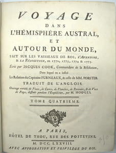 Voyage dans l'hémisphère austral, et autour du monde, fait sur les vaisseaux de roi, l'Aventure et la Résolution en 1772, 1773, 1774 & 1775, TOME 4 Seul
