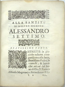 Vita del seruo di Dio D. Toriuio Alfonso Mogrouejo : dedicato alla Santità di Nostro Signore Alessandro VII Pontefice Massimo
