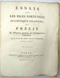 Essais sur les Isles Fortunées et l'Antique Atlantide, ou Précis de l'histoire générale de l'Archipel des Canaries.
