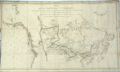 Voyages d'Alexandre Mackenzie, dans l'intérieur de l'Amérique septentrionale, faits en 1789, 1792 et 1793 ; le 1er, de Montréal au fort Chipiouyan et à la mer Glaciale ; le 2ème, du fort Chipiouyan jusqu'aux bords de l'Océan Pacifique. Précédés d'un Tableau historique et politique sur le commerce des Pelleteries, dans le Canada. Traduits de l'anglais par J. Castéra, avec des Notes et un Itinéraire, tirés en partie des papiers du vice-amiral Bougainville.

