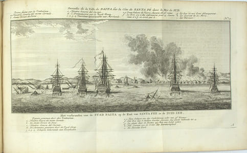 Voyage autour du monde fait dans les années 1740-1744, par G. Anson, commandant en chef d'une escadre envoyée par sa majesté britannique dans la mer du Sud, Tiré des journaux et autres papiers de ce seigneur, et publié par Richard Walter…. & Voyage à la mer du Sud, fait par quelques officiers commandants le vaisseau le Wager, pour servir de suite au voyage de Georges Anson. Traduit de l’anglois.