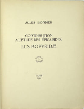 Contribution A L'étude Des Épicarides, Les Bopyridae
. BONNIER (Jules)