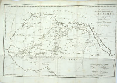 Voyages et Découvertes dans l'intérieur de l'Afrique […]. & Voyage dans les déserts du Sahara […] contenant, 1° La relation de son naufrage et de ses aventures pendant son esclavage ; 2° Un précis exact des mœurs, des usages et des opinions des habitans du Sahara.
