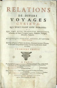Relations de divers voyages curieux qui n'ont pas été publiées ou qui ont été traduites d'Hacluyt, de Purchas et d'autres voyageurs. 
