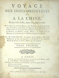 Voyage aux Indes orientales et à la Chine, fait par ordre du Roi, depuis 1774 jusqu'en 1781 : Dans lequel on traite des M urs, de la Religion, des Sciences des Arts des Indiens, des Chinois... suivi d'Observations sur le Cap de Bonne-Espérance, les Isles de France de Bourbon... des Recherches sur l'Histoire Naturelle de ces Pays.

