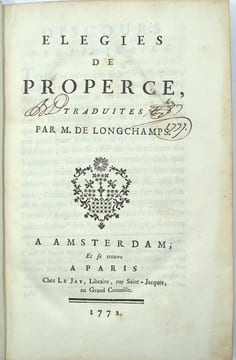Élégies de Properce Traduites par M. de Longchamps
. PROPERCE, LONGCHAMPS (abbé Pierre Charpentier de)