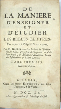 De la Manière d'enseigner et d'étudier les belles-lettres par rapport à l'esprit et au coeur, par M. Rollin, ... Nouvelle édition.. ROLLIN Charles.