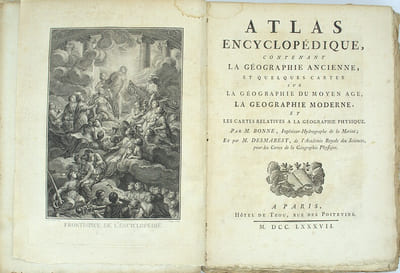 Atlas Encyclopédique contenant la géographie ancienne et quelques cartes sur la géographie du Moyen-Age, la géographie moderne et les cartes relatives à la géographie physique par M. BONNE et M. DESMARET.
